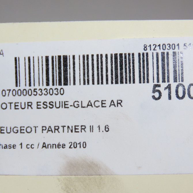 Moteur essuie-glace arrière occasion PEUGEOT PARTNER II Phase 1 05-2008->03-2012 1.6 HDI 110ch 9840123780 6