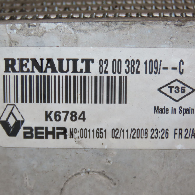 Echangeur air occasion RENAULT KANGOO II Phase 1 01-2008->03-2013 1.5 DCI 105ch 8200382109 3