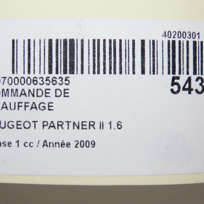 Commande de chauffage occasion PEUGEOT PARTNER II Phase 1 05-2008->03-2012 1.6 HDI 90ch 6452K9 7