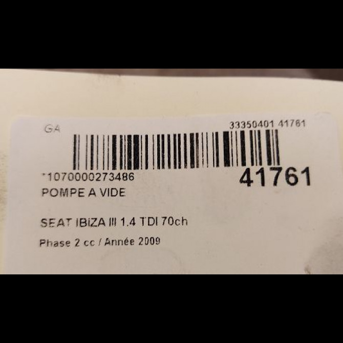 Pompe a vide occasion SEAT IBIZA III Phase 2 03-2006->06-2009 1.4 TDI 70ch 38145209Q 3