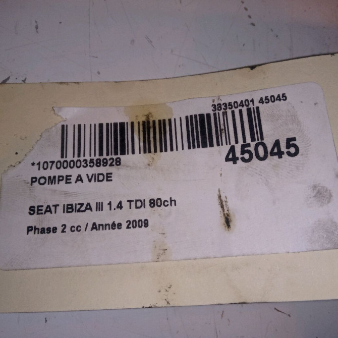 Pompe a vide occasion SEAT IBIZA III Phase 2 03-2006->06-2009 1.4 TDI 80ch 38145209Q 5