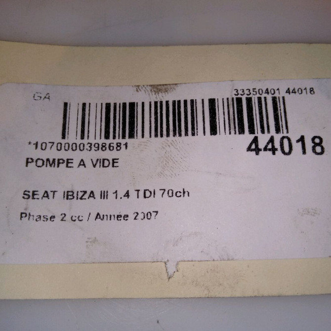 Pompe a vide occasion SEAT IBIZA III Phase 2 03-2006->06-2009 1.4 TDI 70ch 38145209Q 6