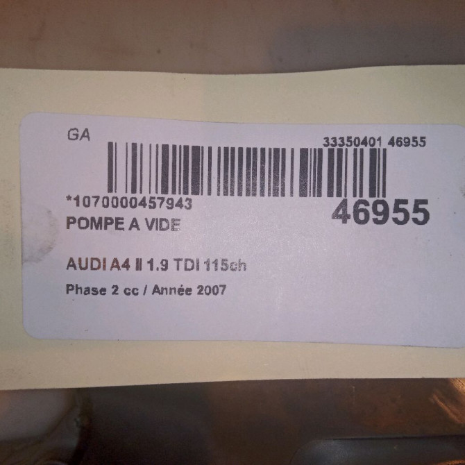 Pompe a vide occasion AUDI A4 II Phase 2 09-2004->04-2008 1.9 TDI 115ch 38145209Q 5