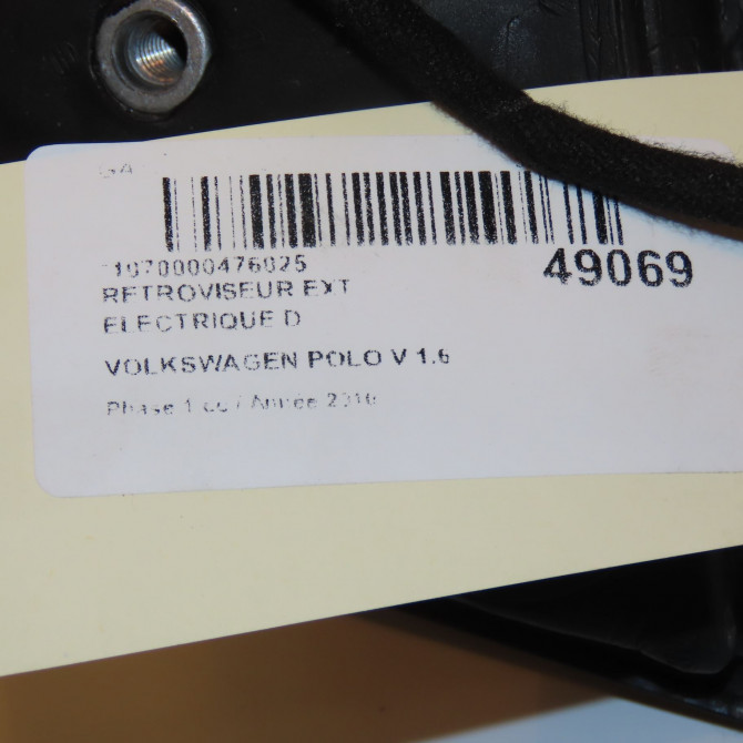 Retroviseur exterieur electrique droit occasion VOLKSWAGEN POLO V POLO V Phase 1 2009-09-01->2014-05-31 1.6 TDI 75ch 6R1857508D9B9 4