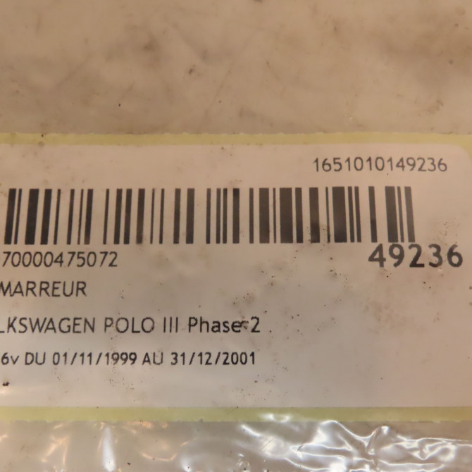 Démarreur occasion VOLKSWAGEN POLO III Phase 2 11-1999->12-2001 1.4 16v 1911023CX 3