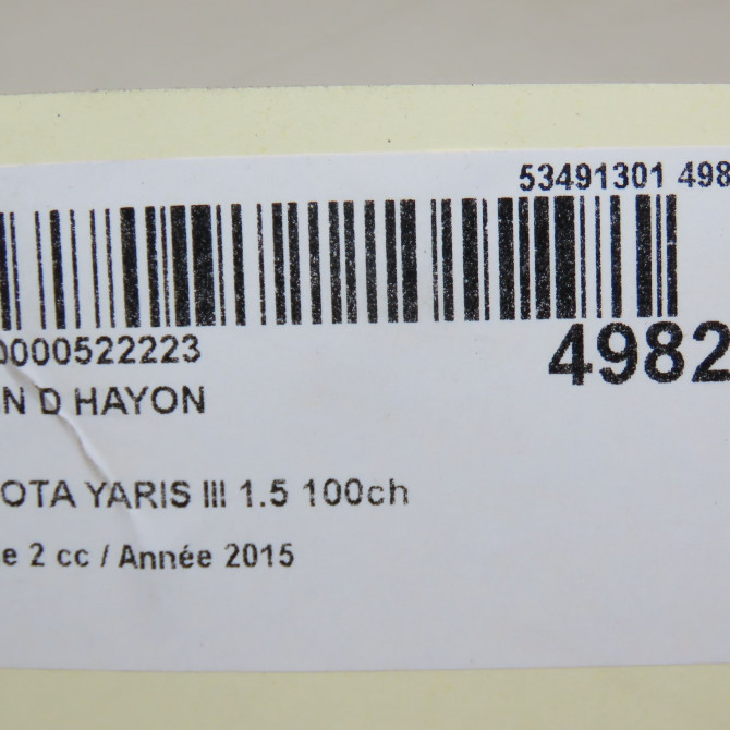 Verin droit hayon occasion TOYOTA YARIS III Phase 2 06-2014->... 1.5 100ch 689500W661 3