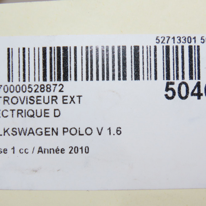 Retroviseur exterieur electrique droit occasion VOLKSWAGEN POLO V POLO V Phase 1 2009-09-01->2014-05-31 1.6 TDI 75ch 6R1857508D9B9 8