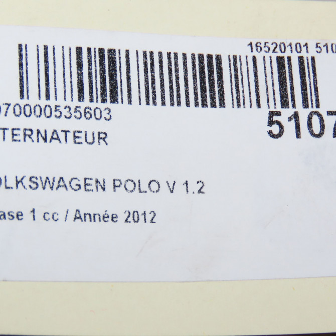 Alternateur occasion VOLKSWAGEN POLO V POLO V Phase 1 2009-09-01->2014-05-31 1.2 TDI 75ch 3P903023D 7