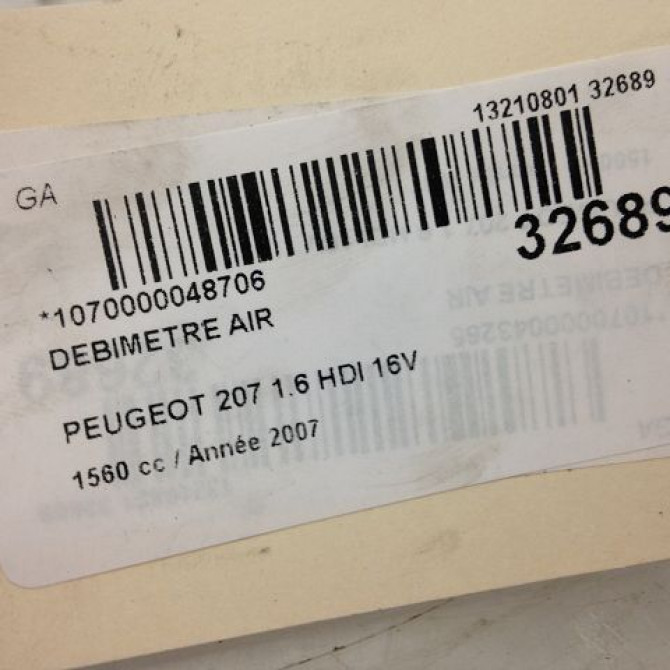 Debimetre air occasion PEUGEOT 207 Phase 1 04-2006->06-2013 1610874680 5
