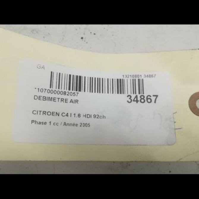Debimetre air occasion CITROEN C4 I Phase 1 11-2004->07-2008 1.6 HDI 92ch 1610874680 5
