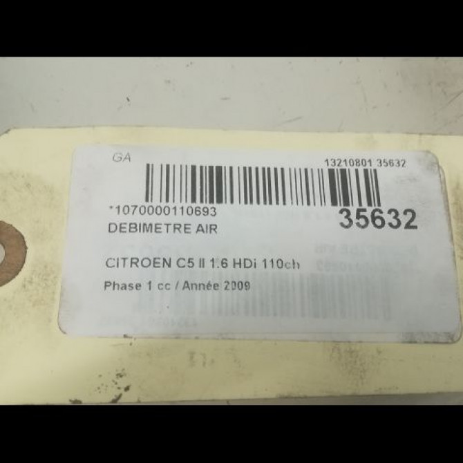 Debimetre air occasion CITROEN C5 II Phase 1 04-2008->... 1.6 HDi 110ch 1610874680 5
