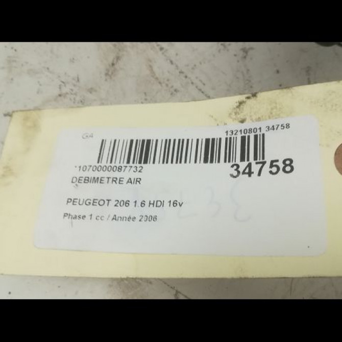 Debimetre air occasion PEUGEOT 206 Phase 1 09-1998->03-2009 1.6 HDI 16v 1610874680 4