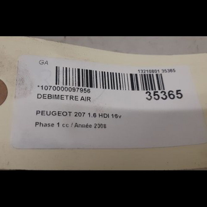 Debimetre air occasion PEUGEOT 207 Phase 1 04-2006->06-2013 1.6 HDI 16v 110ch 1610874680 4