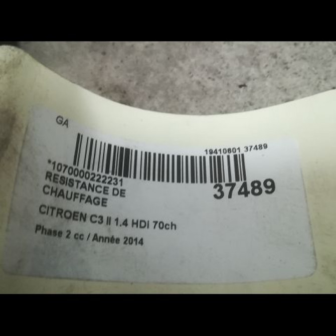 Resistance de chauffage occasion CITROEN C3 II Phase 2 03-2013->12-2016 1.4 HDi 70ch 6436H5 3