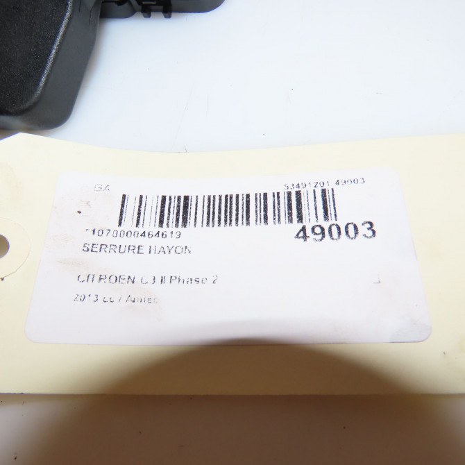 Serrure hayon occasion CITROEN C3 II Phase 2 03-2013->12-2016 8719F8 3