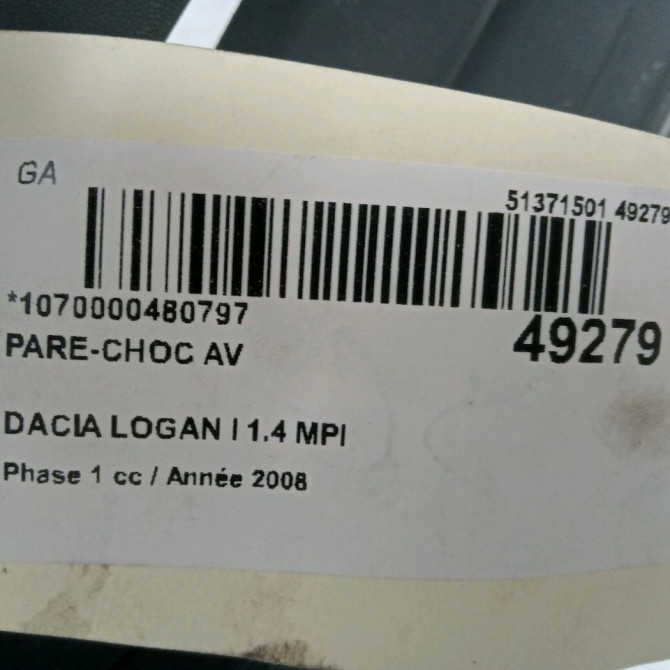 Pare-choc avant occasion DACIA LOGAN I Phase 1 06-2005->06-2008 1.4 MPI 6001549312 2