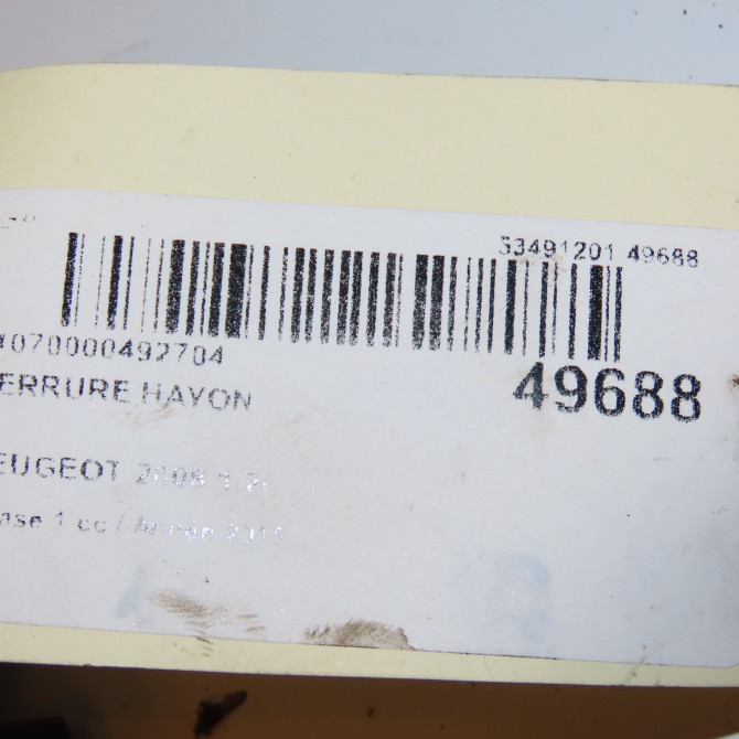 Serrure hayon occasion PEUGEOT 2008 Phase 1 01-2013->... 1.2i PURETECH 110ch 8719F8 4