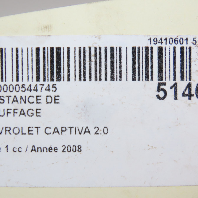 Resistance de chauffage occasion CHEVROLET CAPTIVA Phase 1 04-1995->04-1999 2.0 VCDI 127ch 5