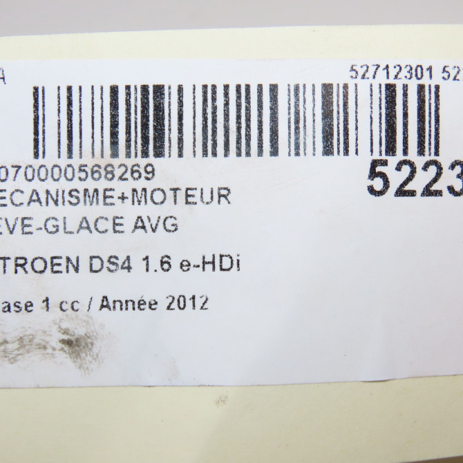 Mecanisme+moteur leve-glace avg occasion CITROEN DS4 Phase 1 01-2011->03-2016 1.6 e-HDi 110ch 9802531980 8