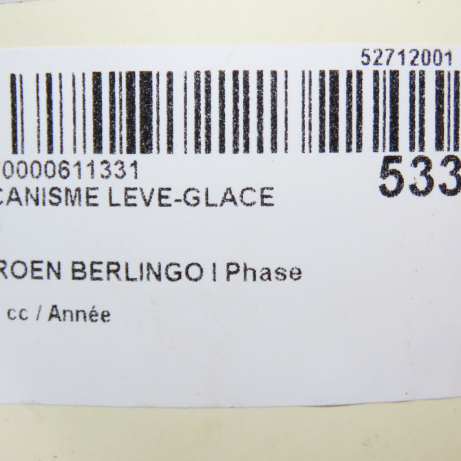 Mécanisme lève-glace avant droit occasion CITROEN BERLINGO I Phase 1 09-1996->11-2002 9222A4 5