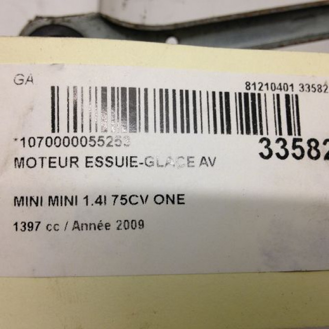 Moteur essuie-glace avant occasion MINI MINI II Phase 1 09-2006->12-2010 1.4i 75ch 61617138789 4
