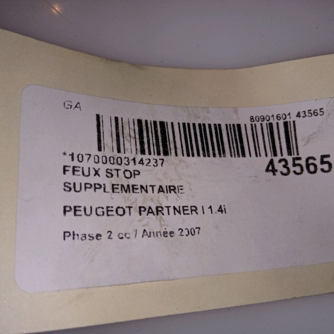 Feux stop supplementaire occasion PEUGEOT PARTNER I Phase 2 11-2002->05-2008 1.4i 4