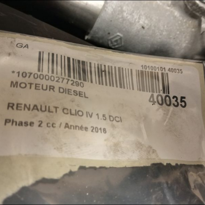 Moteur diesel occasion RENAULT CLIO IV Phase 2 08-2016->... 1.5 DCI 75ch 8201708642 6