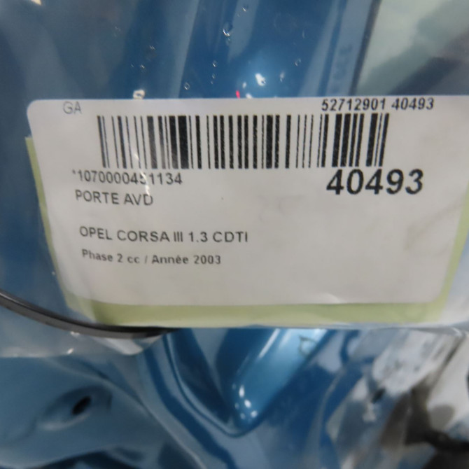 Porte avant droite occasion OPEL CORSA III Phase 2 08-2003->09-2006 1.3 CDTI 13114684 6