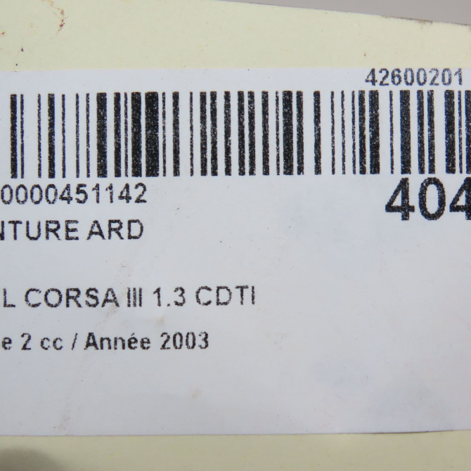 Ceinture arrière droite occasion OPEL CORSA III Phase 2 08-2003->09-2006 1.3 CDTI 13158849 5