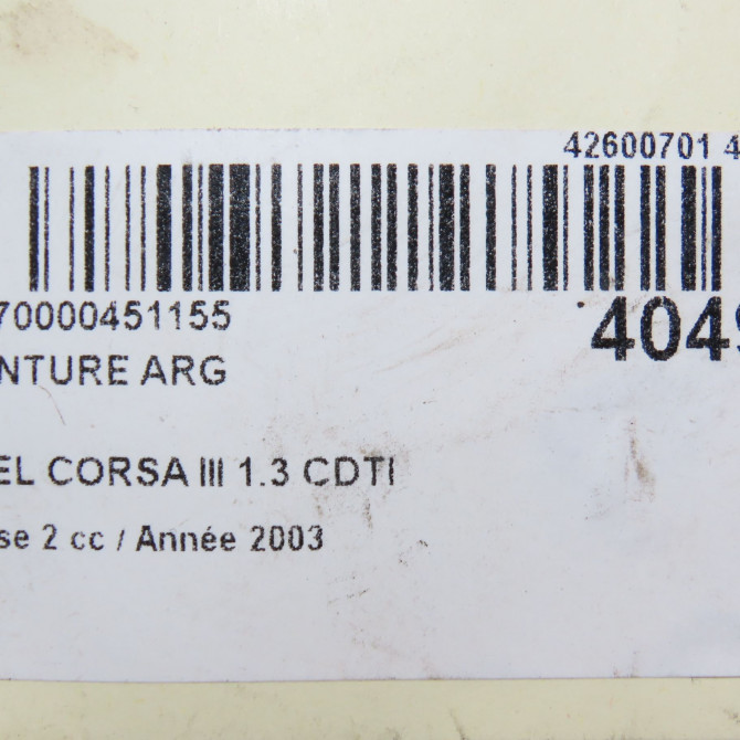 Ceinture arrière gauche occasion OPEL CORSA III Phase 2 08-2003->09-2006 1.3 CDTI 13122369 5