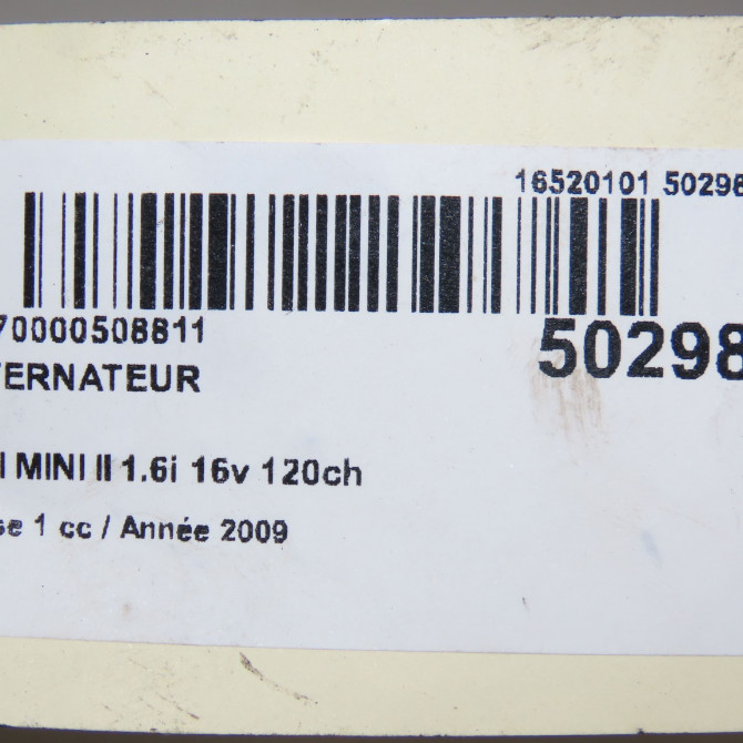 Alternateur occasion MINI MINI II Phase 1 09-2006->12-2010 1.6i 16v 120ch 12317575650 8