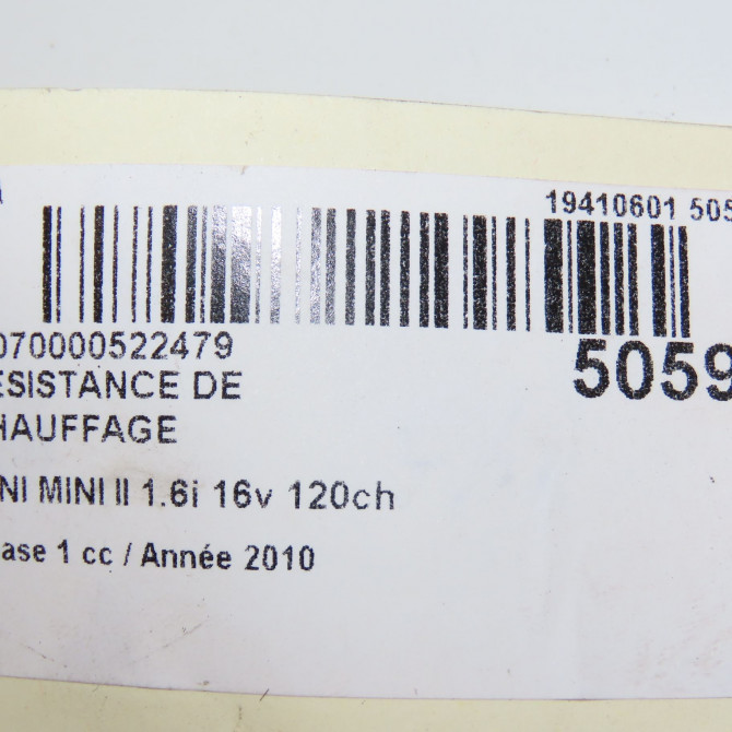 Resistance de chauffage occasion MINI MINI II Phase 1 09-2006->12-2010 1.6i 16v 120ch 3