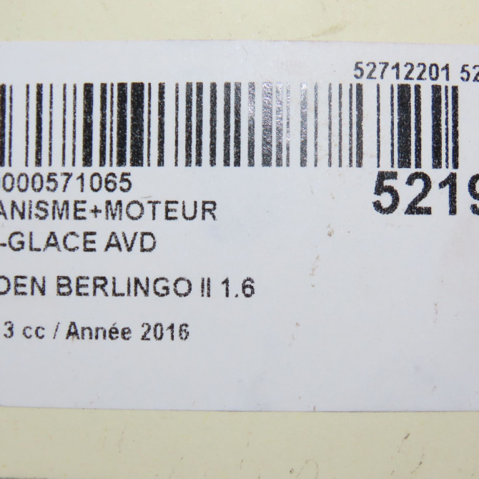 Mecanisme + moteur lève-glace avant droit occasion CITROEN BERLINGO II Phase 3 04-2015->... 1.6 BlueHDI 100ch 9222EQ 7