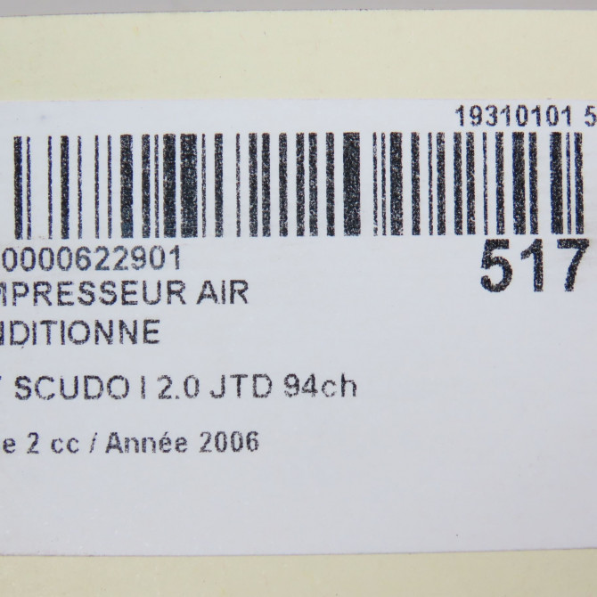 Compresseur air conditionne occasion FIAT SCUDO I Phase 2 01-2004->04-2007 2.0 JTD 94ch 7