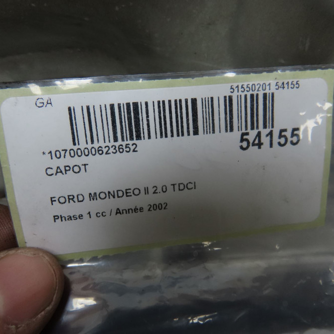 Capot occasion FORD MONDEO II Phase 1 09-2000->06-2007 2.0 TDCI 130ch 1445668 6