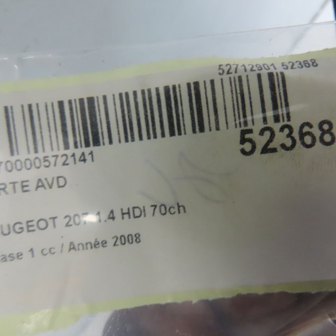 Porte avant droite occasion PEUGEOT 207 Phase 1 04-2006->06-2013 1.4 HDI 70ch 9004X8 4