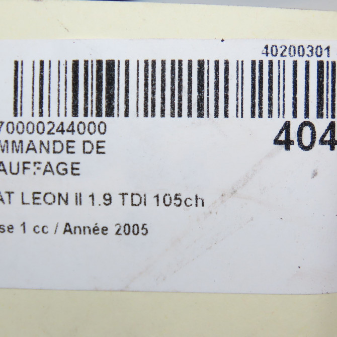 Commande de chauffage occasion SEAT LEON II Phase 1 09-2005->05-2009 1.9 TDI 105ch 5P0820047K1MM 5