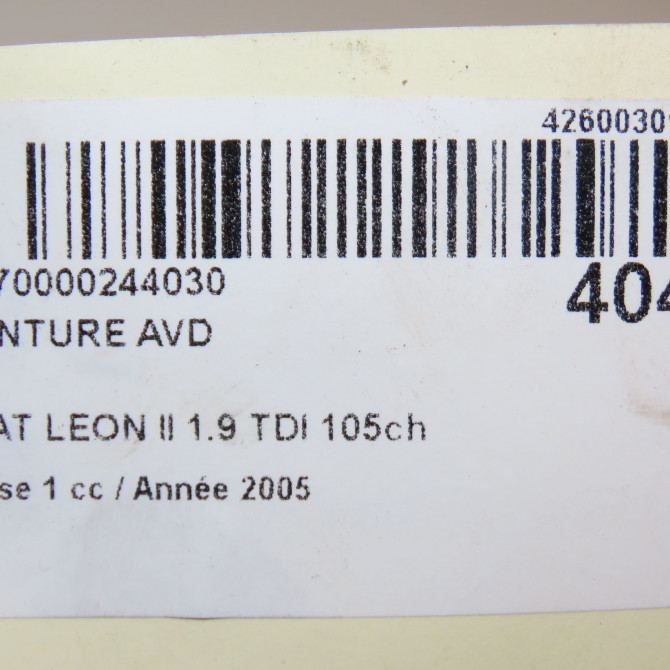 Ceinture avant droite occasion SEAT LEON II Phase 1 09-2005->05-2009 1.9 TDI 105ch 1P0857706ARAA 6