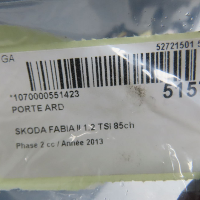 Porte arrière droite occasion SKODA FABIA II Phase 2 03-2010->12-2014 1.2 TSI 85ch 5J9833056 6