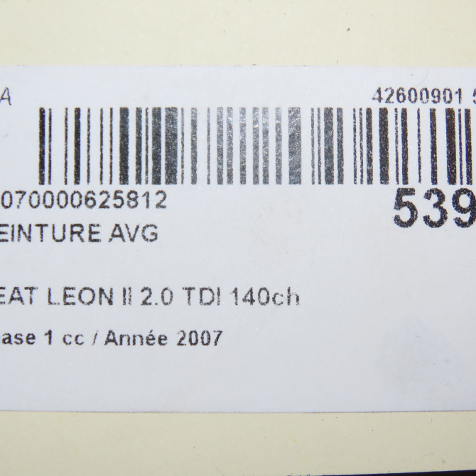 Ceinture avant gauche occasion SEAT LEON II Phase 1 09-2005->05-2009 2.0 TDI 140ch 1P0857705ARAA 7