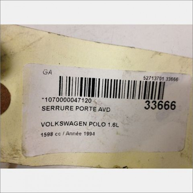 Serrure porte avd occasion VOLKSWAGEN POLO III Phase 1 10-1994->11-1999 1.6 6N1837016E 3