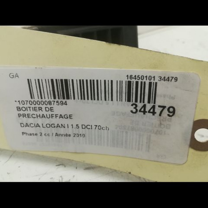 Boitier de préchauffage occasion DACIA LOGAN I Phase 2 07-2008->12-2012 1.5 DCI 70ch 9640469680 4