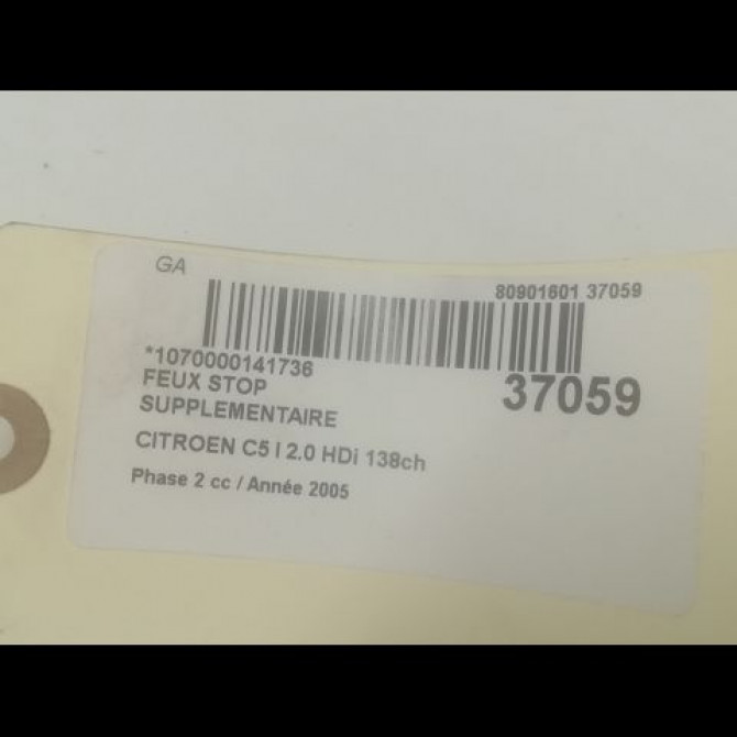 Feux stop supplementaire occasion CITROEN C5 I Phase 2 09-2004->06-2008 2.0 HDi 138ch 6351EV 2