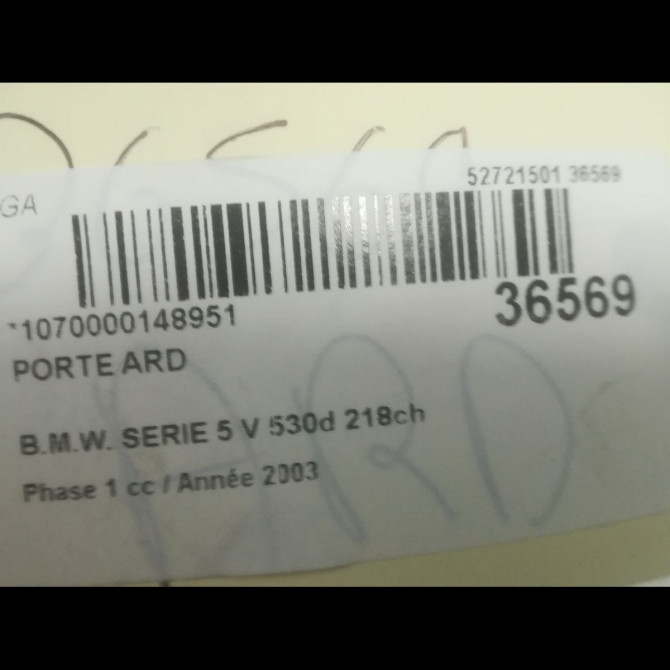 Porte arrière droite occasion B.M.W. SERIE 5 V Phase 1 07-2003->03-2007 530d 218ch 41527202342 3