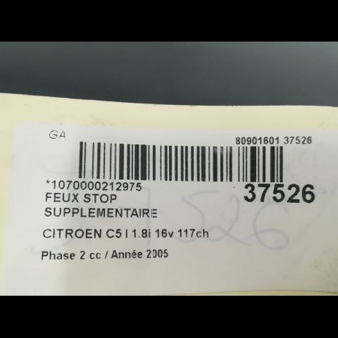 Feux stop supplementaire occasion CITROEN C5 I Phase 2 09-2004->06-2008 1.8i 16v 117ch 6351EV 3