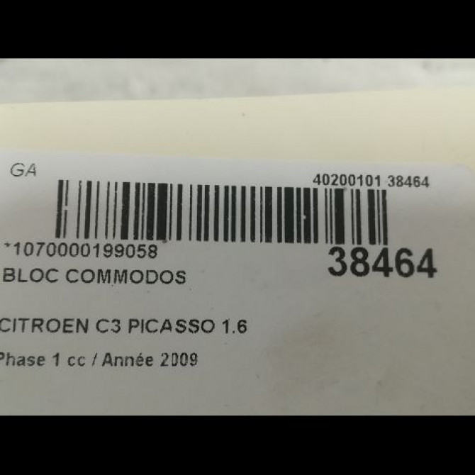 Bloc commodos occasion CITROEN C3 PICASSO Phase 1 02-2009->08-2012 1.6 HDi 16v 90ch 98062018XT 5