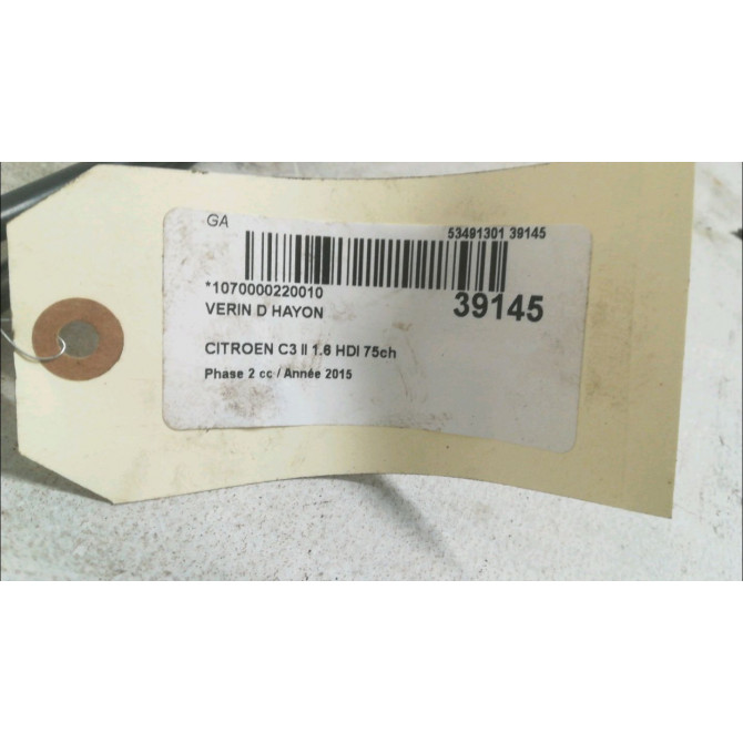 Verin droit hayon occasion CITROEN C3 II Phase 2 03-2013->12-2016 1.6 HDI 75ch 8731T9 2