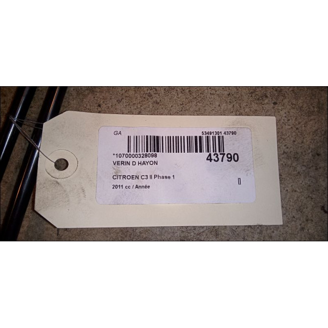 Verin droit hayon occasion CITROEN C3 II Phase 1 11-2009->02-2013 8731T9 2