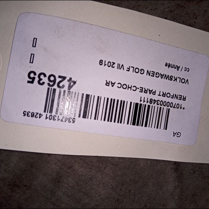 Renfort pare-choc arrière occasion VOLKSWAGEN GOLF VII 5G0807305D 2