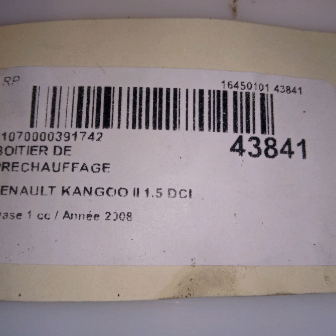Boitier de préchauffage occasion RENAULT KANGOO II Phase 1 01-2008->03-2013 1.5 DCI 105ch 9640469680 5